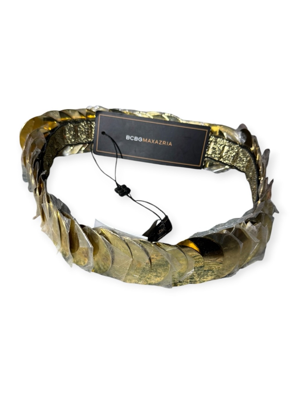 NWT BCBGMAXAZRIA Metallic Gold Disc Stretch Belt US Women’s XS/S